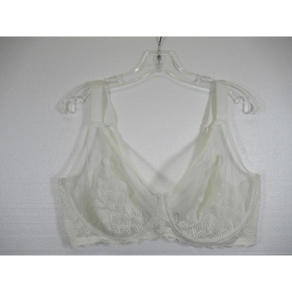 HSIA Mermaid Scales Unlined Mesh Bra 40G White Underwire
